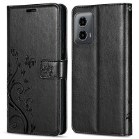 Hülle Motorola Moto G34 Handyhülle mit [Standfunktion][Kartenfächern] in Schwarz