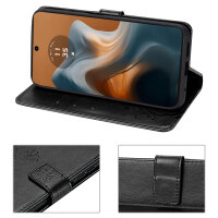 Hülle Motorola Moto G34 Handyhülle mit [Standfunktion][Kartenfächern] in Schwarz