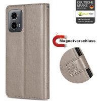 Hülle Motorola Moto G34 Handyhülle mit [Standfunktion][Kartenfächern] in Grau