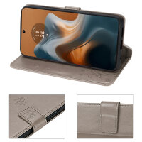 Hülle Motorola Moto G34 Handyhülle mit [Standfunktion][Kartenfächern] in Grau
