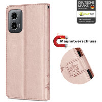 Hülle Motorola Moto G34 Handyhülle mit [Standfunktion][Kartenfächern] in Rosegold