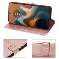 Hülle Motorola Moto G34 Handyhülle mit [Standfunktion][Kartenfächern] in Rosegold