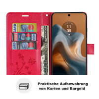 Hülle Motorola Moto G34 Handyhülle mit [Standfunktion][Kartenfächern] in Rot