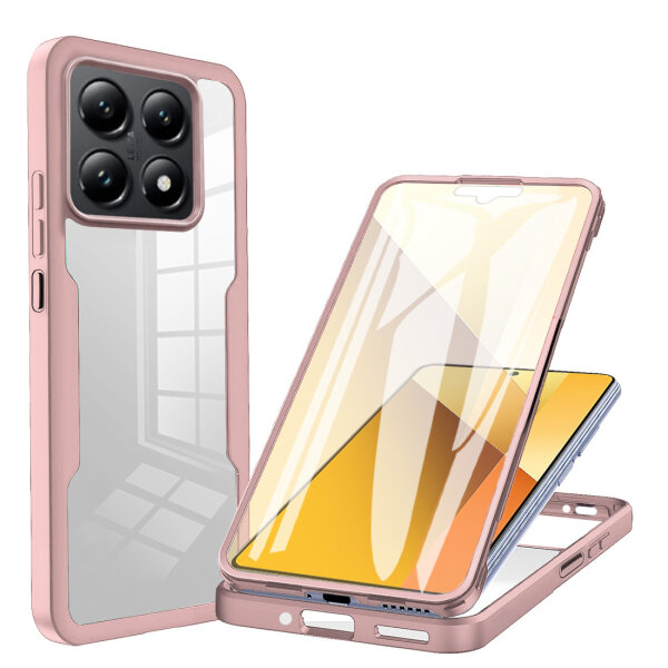 360° Grad Hülle Xiaomi 14T Rundum vollschutz Integriertem Displayschutz in Rosa