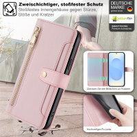 Handykette Samsung Hülle mit Band Handyhülle Kartenfächer PU Leder Umhängetasche Galaxy S25 in Rosa