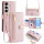 Handykette Samsung Hülle mit Band Handyhülle Kartenfächer PU Leder Umhängetasche Galaxy S25 in Rosa