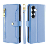 Handykette Samsung Hülle mit Band Handyhülle Kartenfächer PU Leder Umhängetasche Galaxy S25 in Hellblau