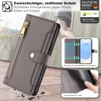 Handykette Samsung Hülle mit Band Handyhülle Kartenfächer PU Leder Umhängetasche Galaxy S25 in Grau