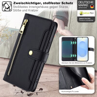 Handykette Samsung Hülle mit Band Handyhülle Kartenfächer PU Leder Umhängetasche Galaxy S25+ in Schwarz