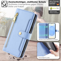 Handykette Samsung Hülle mit Band Handyhülle Kartenfächer PU Leder Umhängetasche Galaxy S25+ in Hellblau