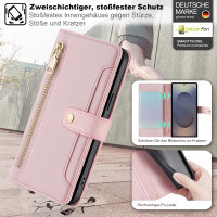 Handykette Samsung Hülle mit Band Handyhülle Kartenfächer PU Leder Umhängetasche Galaxy S25 Ultra in Rosa