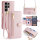 Handykette Samsung Hülle mit Band Handyhülle Kartenfächer PU Leder Umhängetasche Galaxy S25 Ultra in Rosa