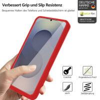 360° Grad Hülle für Samsung Galaxy S25 Ultra mit Integriertem Displayschutz Rot