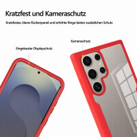 360° Grad Hülle für Samsung Galaxy S25 Ultra mit Integriertem Displayschutz Rot