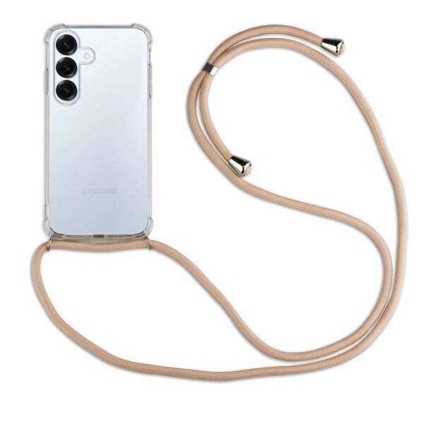 Handykette für Samsung S25+ Handyhülle mit Band Hülle Galaxy S25+ in Beige / Braun