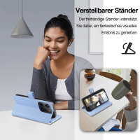 Handykette Xiaomi Redmi Note 14 4G Hülle mit Band Handyhülle Kartenfächer PU Leder Umhängetasche in Hellblau
