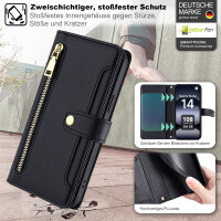 Handykette Xiaomi Redmi Note 14 5G Hülle mit Band Handyhülle Kartenfächer PU Leder Umhängetasche in Schwarz