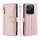 Handykette Xiaomi Redmi Note 14 5G Hülle mit Band Handyhülle Kartenfächer PU Leder Umhängetasche in Rosa