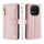 Handykette Xiaomi Redmi Note 14 Pro 4G Hülle mit Band Handyhülle Kartenfächer PU Leder Umhängetasche in Rosa