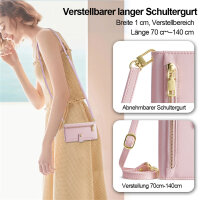 Handykette Xiaomi Redmi Note 14 Pro 5G Hülle mit Band Handyhülle Kartenfächer PU Leder Umhängetasche in Rosa