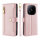 Handykette Xiaomi Redmi Note 14 Pro+ Hülle mit Band Handyhülle Kartenfächer PU Leder Umhängetasche in Rosa