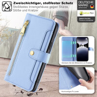 Handykette Xiaomi Redmi Note 14 Pro+ Hülle mit Band Handyhülle Kartenfächer PU Leder Umhängetasche in Hellblau