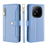 Handykette Xiaomi Redmi Note 14 Pro+ Hülle mit Band Handyhülle Kartenfächer PU Leder Umhängetasche in Hellblau