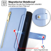 Handykette Xiaomi Redmi Note 14 Pro+ Hülle mit Band Handyhülle Kartenfächer PU Leder Umhängetasche in Hellblau