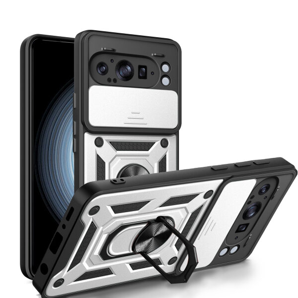Outdoor Panzer Hülle für Google Pixel 9 Pro XL Handyhülle mit Kameraschutz Case in Silber