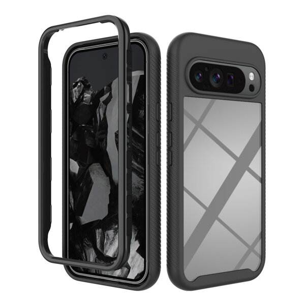 Hülle für Google Pixel 9 Pro XL Handyhülle Cover 2-teilig TPU Body Bumper Case in Schwarz
