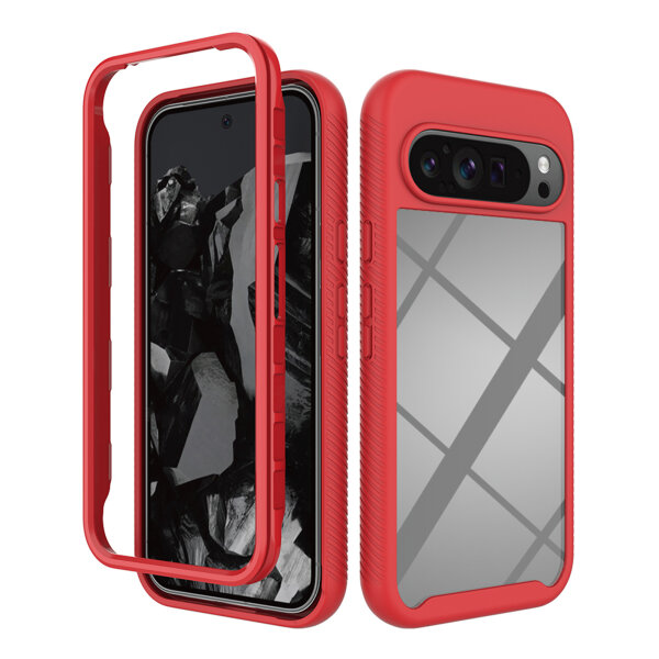Hülle für Google Pixel 9 Pro XL Handyhülle Cover 2-teilig TPU Body Bumper Case in Rot