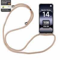Handykett für Xiaomi Redmi Note 14 5G Hülle mit Kordel Handyhülle mit Band in Beige / Braun