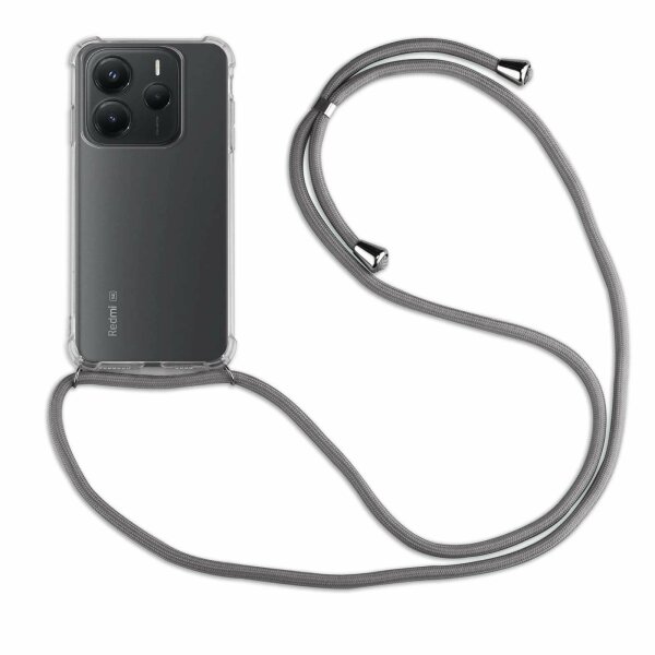 Handykett für Xiaomi Redmi Note 14 5G Hülle mit Kordel Handyhülle mit Band in Grau