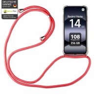 Handykett für Xiaomi Redmi Note 14 5G Hülle mit Kordel Handyhülle mit Band in Rot