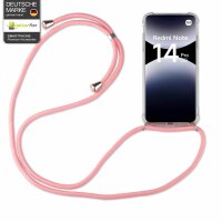 Handykett für Xiaomi Redmi Note 14 Pro 5G Hülle mit Kordel Handyhülle mit Band in Rosa