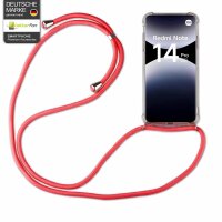 Handykett für Xiaomi Redmi Note 14 Pro 5G Hülle mit Kordel Handyhülle mit Band in Rot