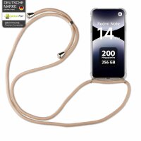 Handykett für Xiaomi Redmi Note 14 Pro 4G Hülle mit Kordel Handyhülle mit Band in Beige / Braun