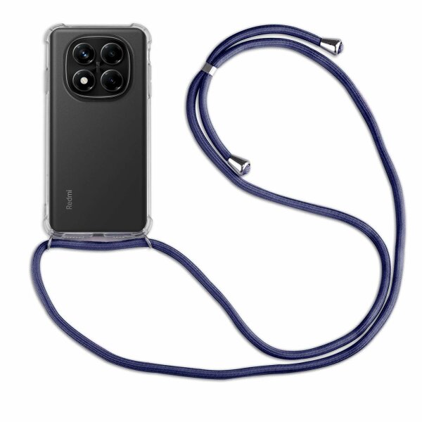 Handykett für Xiaomi Redmi Note 14 Pro 4G Hülle mit Kordel Handyhülle mit Band in Blau