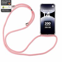 Handykett für Xiaomi Redmi Note 14 Pro 4G Hülle mit Kordel Handyhülle mit Band in Rosa