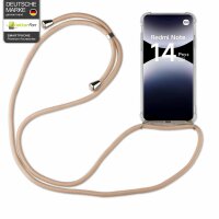 Handykett für Xiaomi Redmi Note 14 Pro+ Hülle mit Kordel Handyhülle mit Band in Beige / Braun