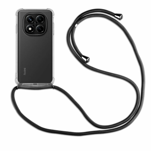 Handykett für Xiaomi Redmi Note 14 Pro+ Hülle mit Kordel Handyhülle mit Band in Schwarz