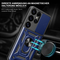 Outdoor Panzer Hülle für Samsung Galaxy S25 Ultra mit Kameraschutz Ringhalter in Blau