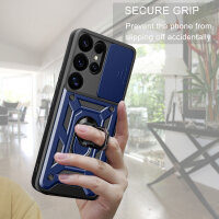 Outdoor Panzer Hülle für Samsung Galaxy S25 Ultra mit Kameraschutz Ringhalter in Blau
