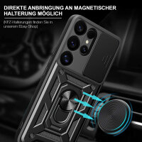 Outdoor Panzer Hülle für Samsung Galaxy S25 Ultra mit Kameraschutz Ringhalter in Schwarz
