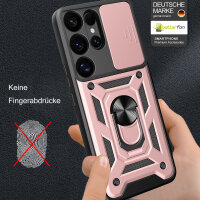 Outdoor Panzer Hülle für Samsung Galaxy S25 Ultra mit Kameraschutz Ringhalter in Rosegold