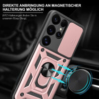 Outdoor Panzer Hülle für Samsung Galaxy S25 Ultra mit Kameraschutz Ringhalter in Rosegold
