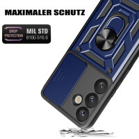 Outdoor Panzer Hülle für Samsung Galaxy S25 mit Kameraschutz Ringhalter in Blau