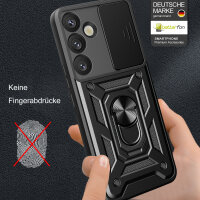 Outdoor Panzer Hülle für Samsung Galaxy S25 mit Kameraschutz Ringhalter in Schwarz
