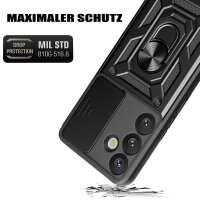 Outdoor Panzer Hülle für Samsung Galaxy S25 mit Kameraschutz Ringhalter in Schwarz