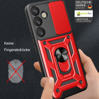 Outdoor Panzer Hülle für Samsung Galaxy S25 mit Kameraschutz Ringhalter in Rot